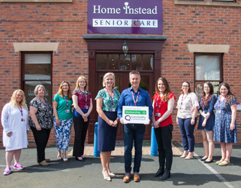 (In foreground left to right) Jenny & Jason Warren with Head of Care, Louise Downing. (In foreground left to right) Jenny & Jason Warren with Head of Care, Louise Downing.